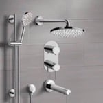 Remer TSR63 Chrome Tub and Shower Set With Rain Shower Head and Hand Shower